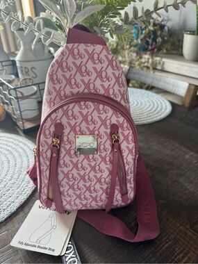 XOXO Pink Monogram Crossbody Sling Bag